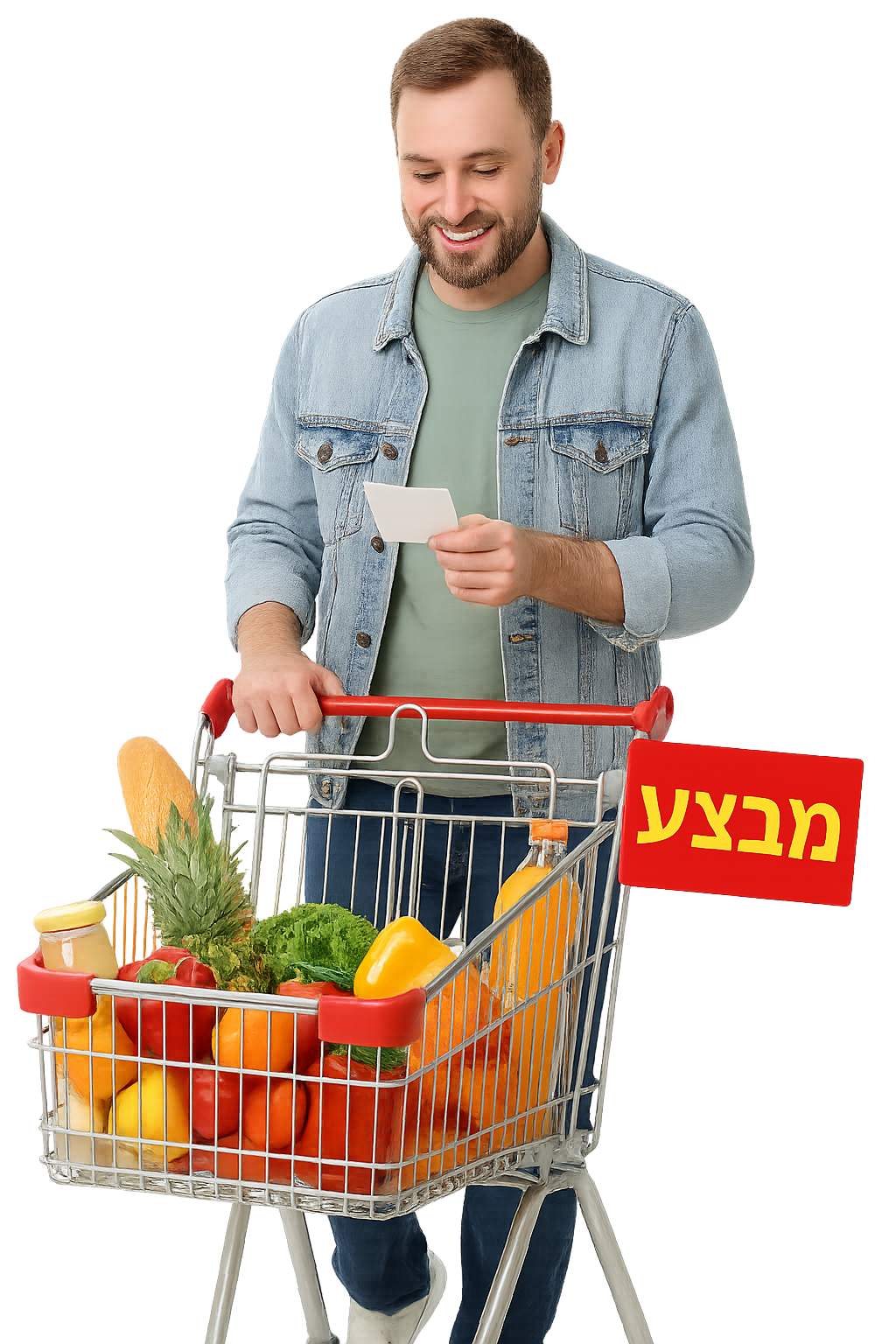 קונה חכם עם עגלה מלאה